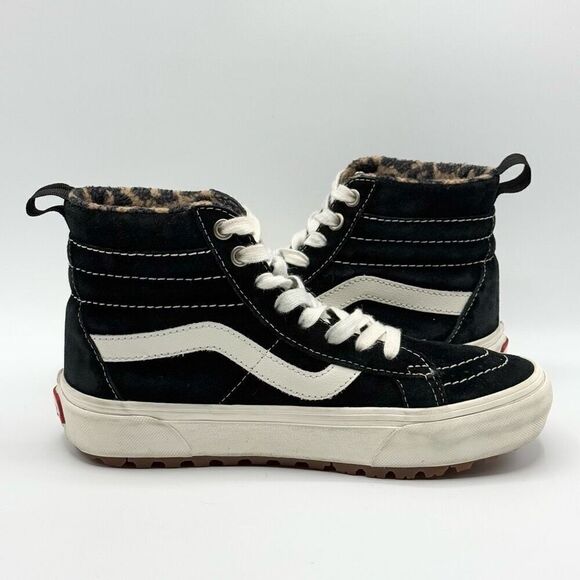 Vans SK8-HI Mte Black Suede Leopard Print Lace Up Sneakers - Big Kids 4.5 - Picture 7 of 10